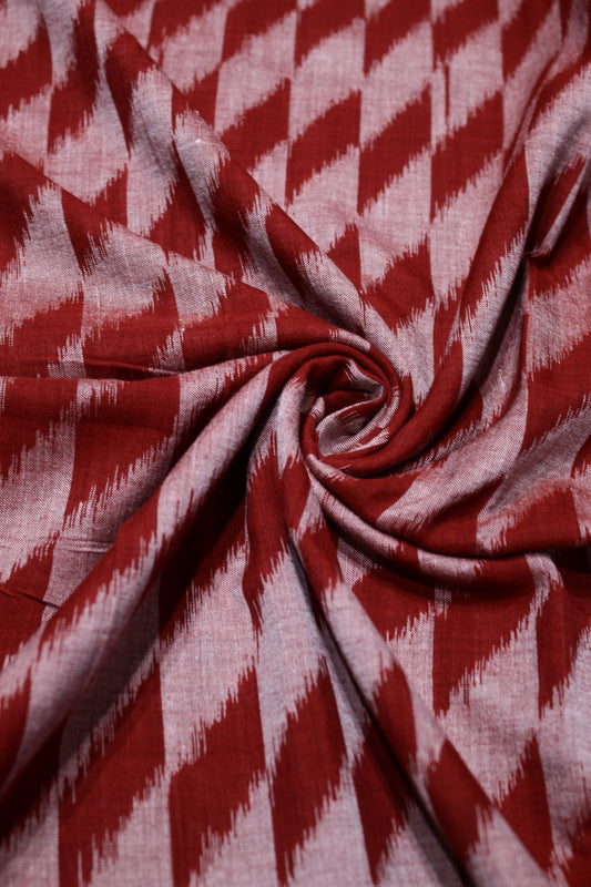 Red Silver Sambalpuri Ikat Cotton Fabric