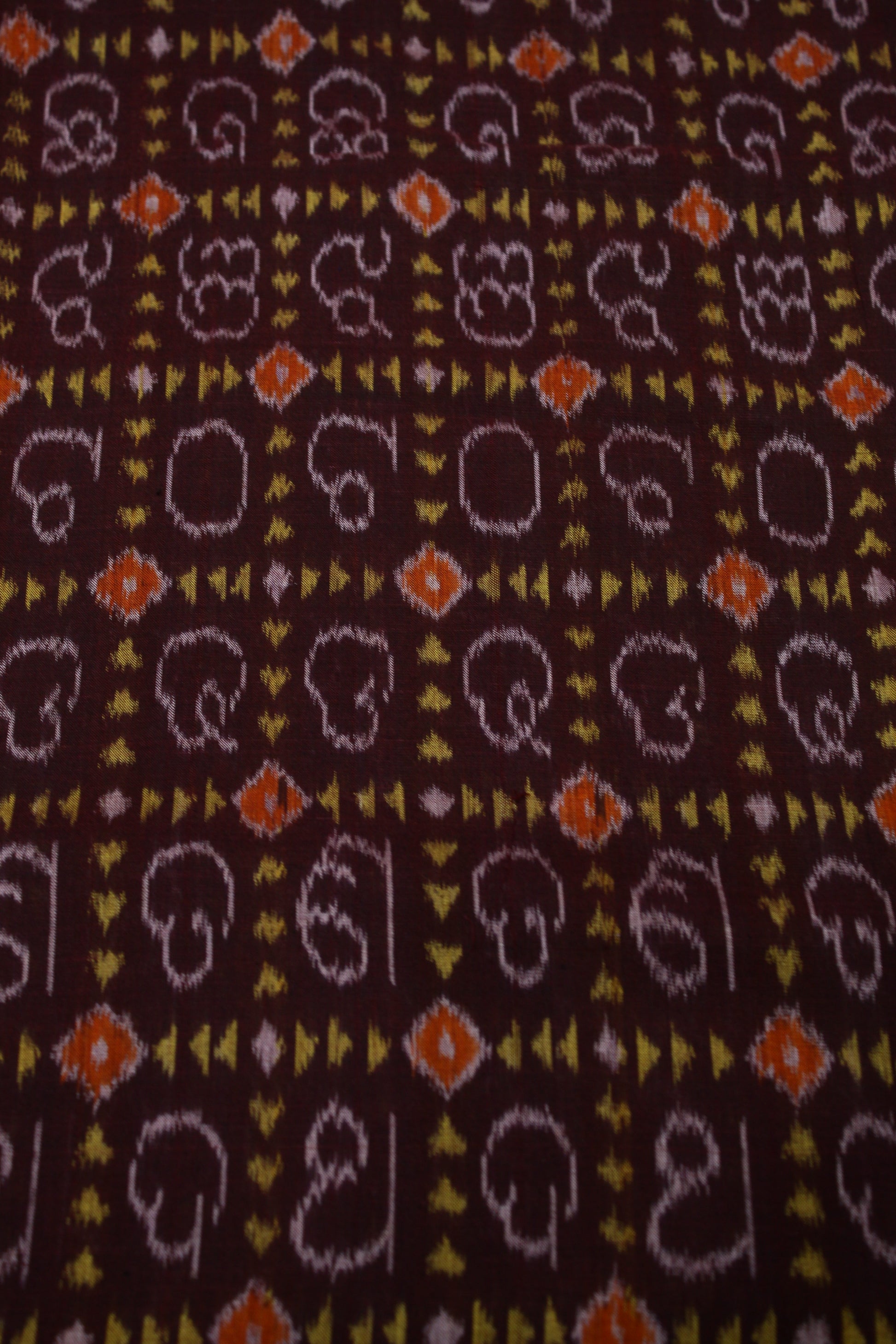 Coffe Odia Barnamala Sambalpuri Ikat Cotton Fabric