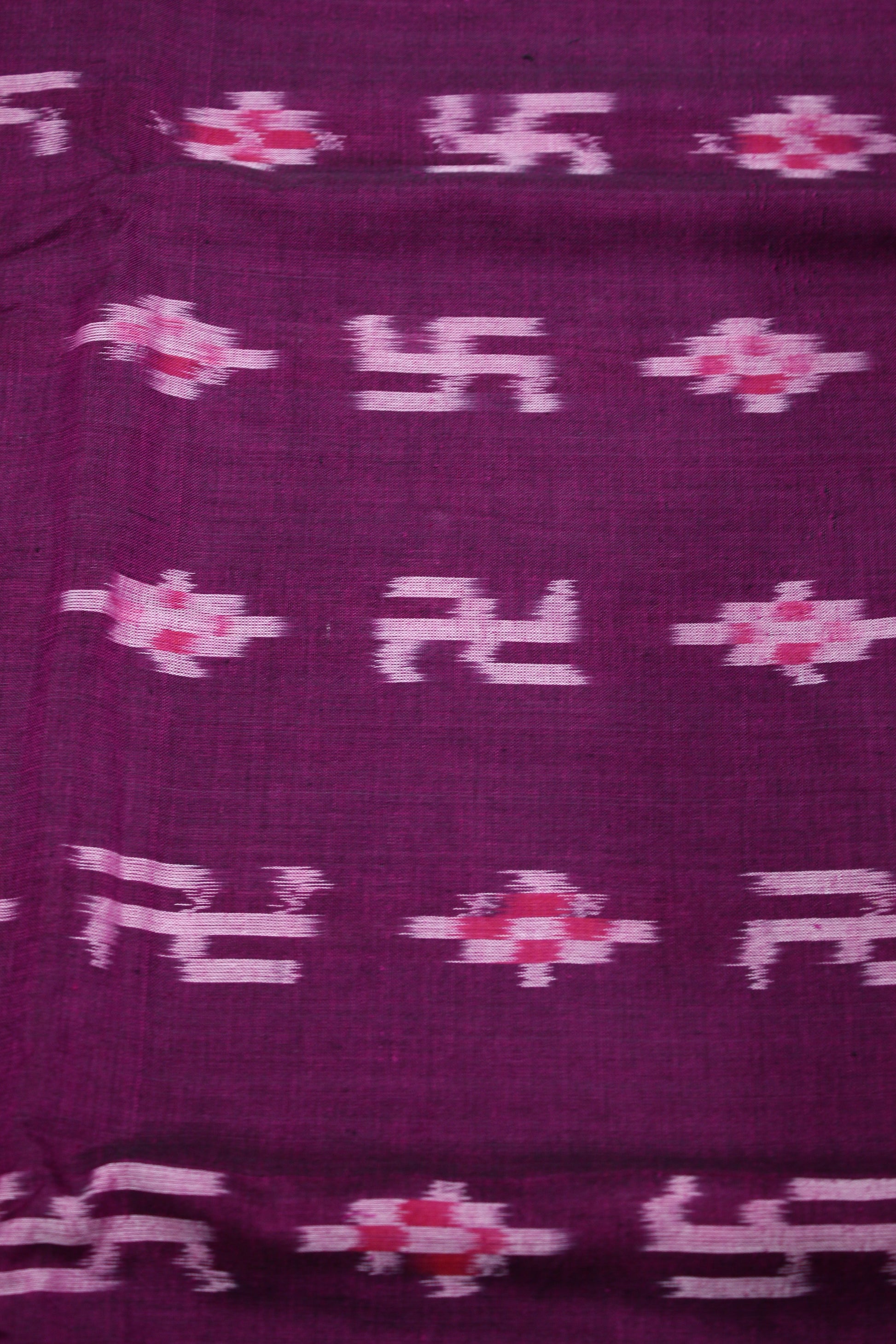 Purple Pasapali Swastik Sambalpuri Ikat Cotton Fabric