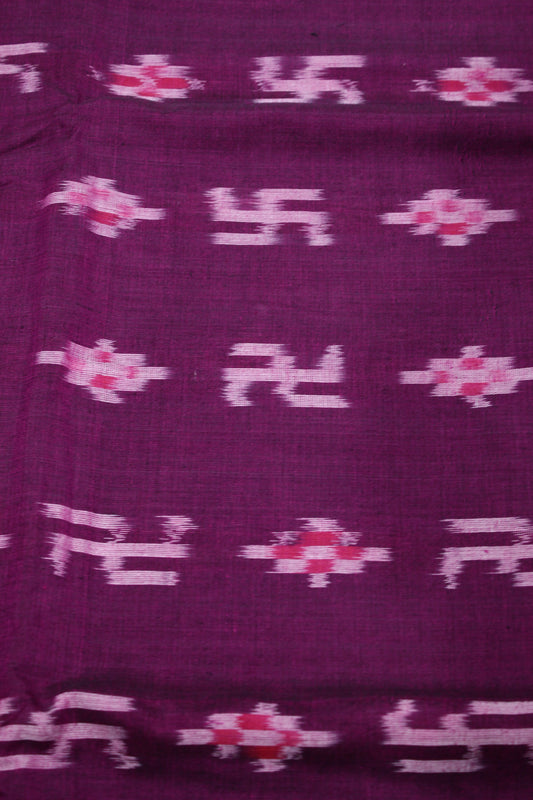 Purple Pasapali Swastik Sambalpuri Ikat Cotton Fabric