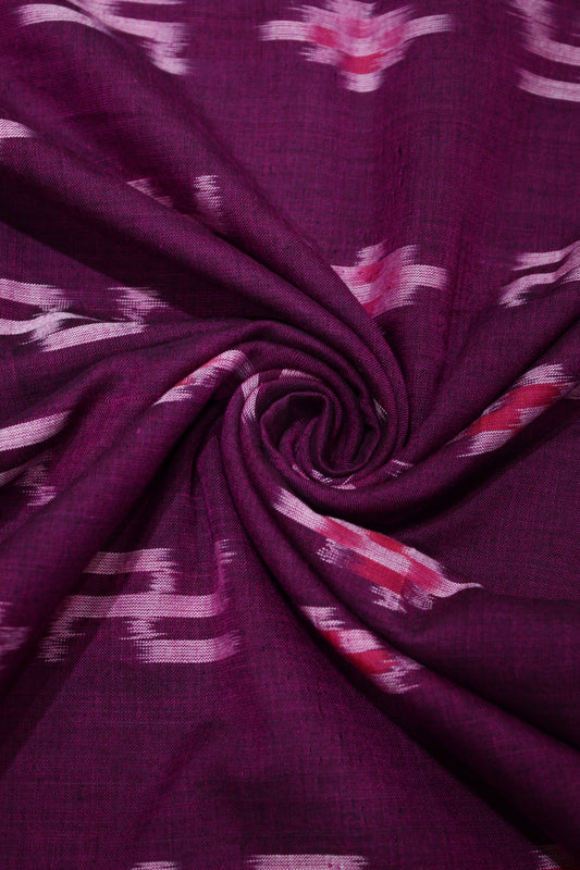 Purple Pasapali Swastik Sambalpuri Ikat Cotton Fabric