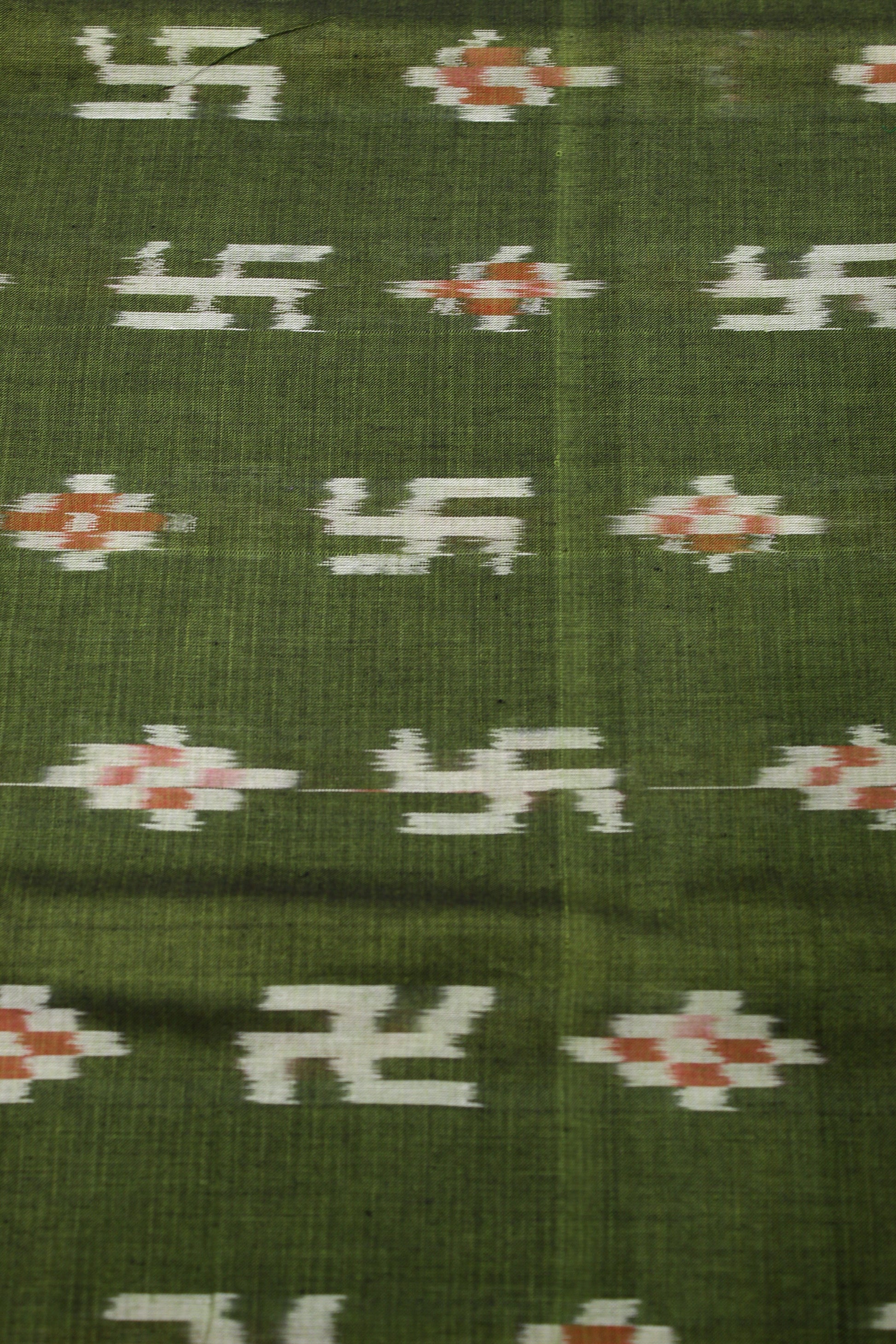 Green Pasapali Swastik Sambalpuri Ikat Cotton Fabric