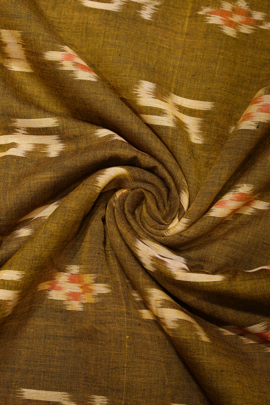 Yellow Pasapali Swastik Sambalpuri Ikat Cotton Fabric