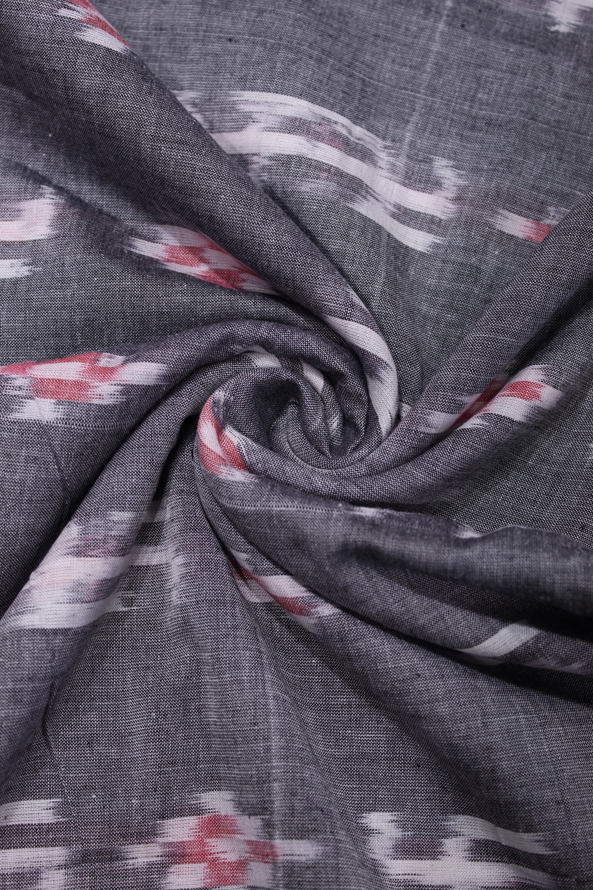 Light Grey Pasapali Swastik Sambalpuri Ikat Cotton Fabric