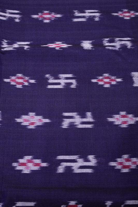 Blue Pasapali Swastik Sambalpuri Ikat Cotton Fabric