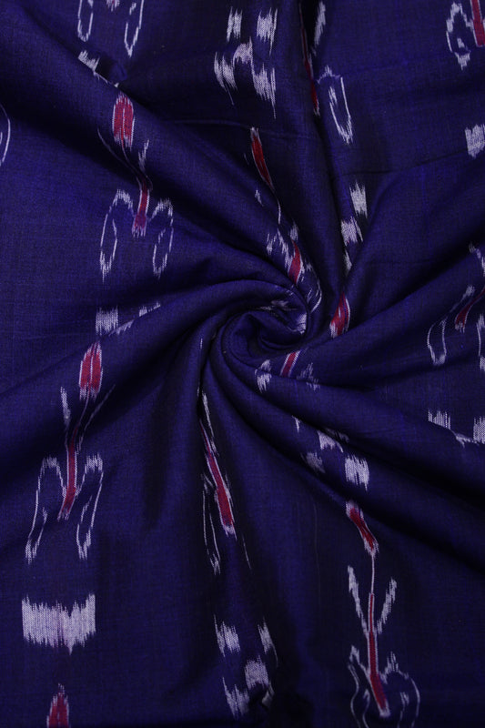 Blue Tribal Art Sambalpuri Ikat Cotton Fabric