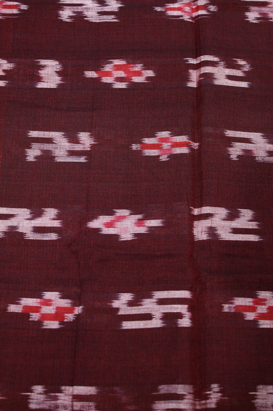 Maroon Pasapali Swastik Sambalpuri Ikat Cotton Fabric