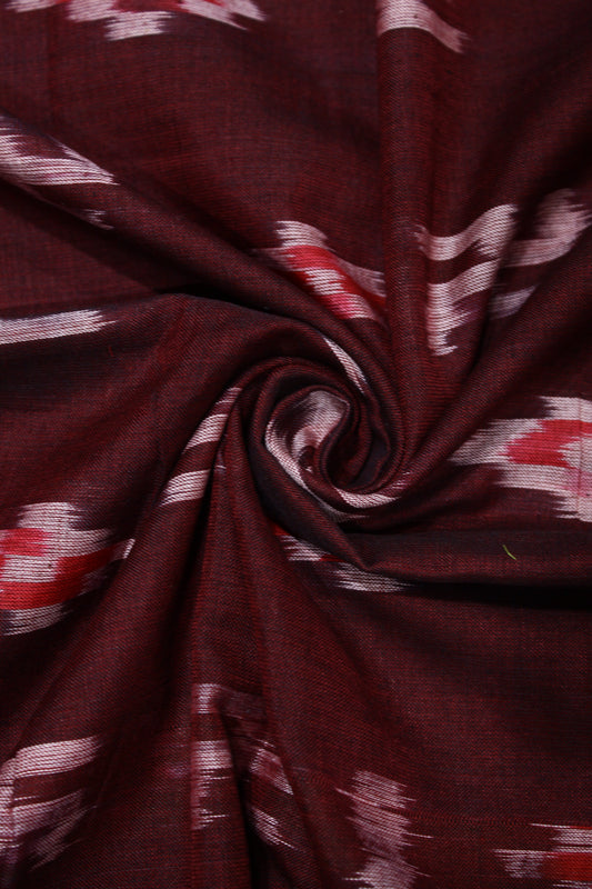 Maroon Pasapali Swastik Sambalpuri Ikat Cotton Fabric