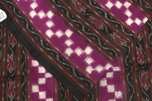 Bright Magenta Box Design Sambalpuri Ikat Cotton Fabric