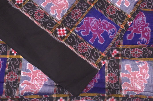 Exclusive Elephant Theme With Pasapali Design Sambalpuri Ikat Cotton Fabric