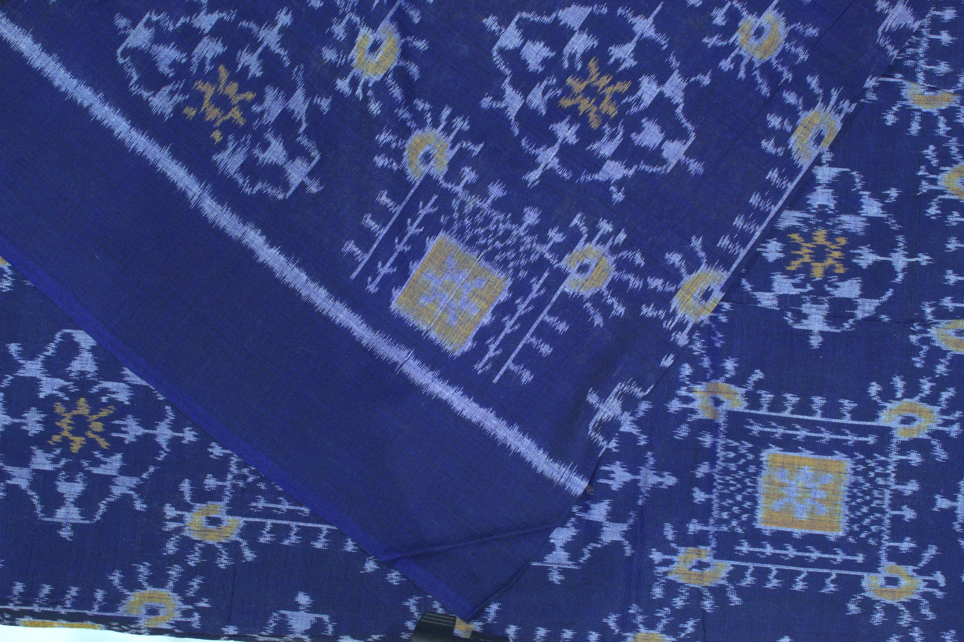 Blue Tribal Jhoti Design Sambalpuri Ikat Cotton Fabric