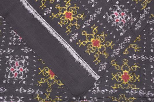 Black Tribal Jhoti Design Sambalpuri Cotton Fabric