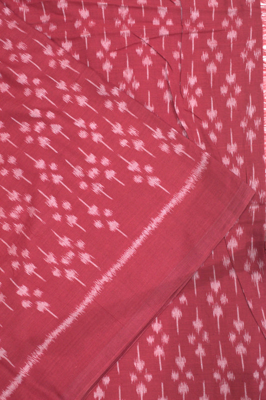 Cherry Red Sambalpuri Ikat Cotton Fabric