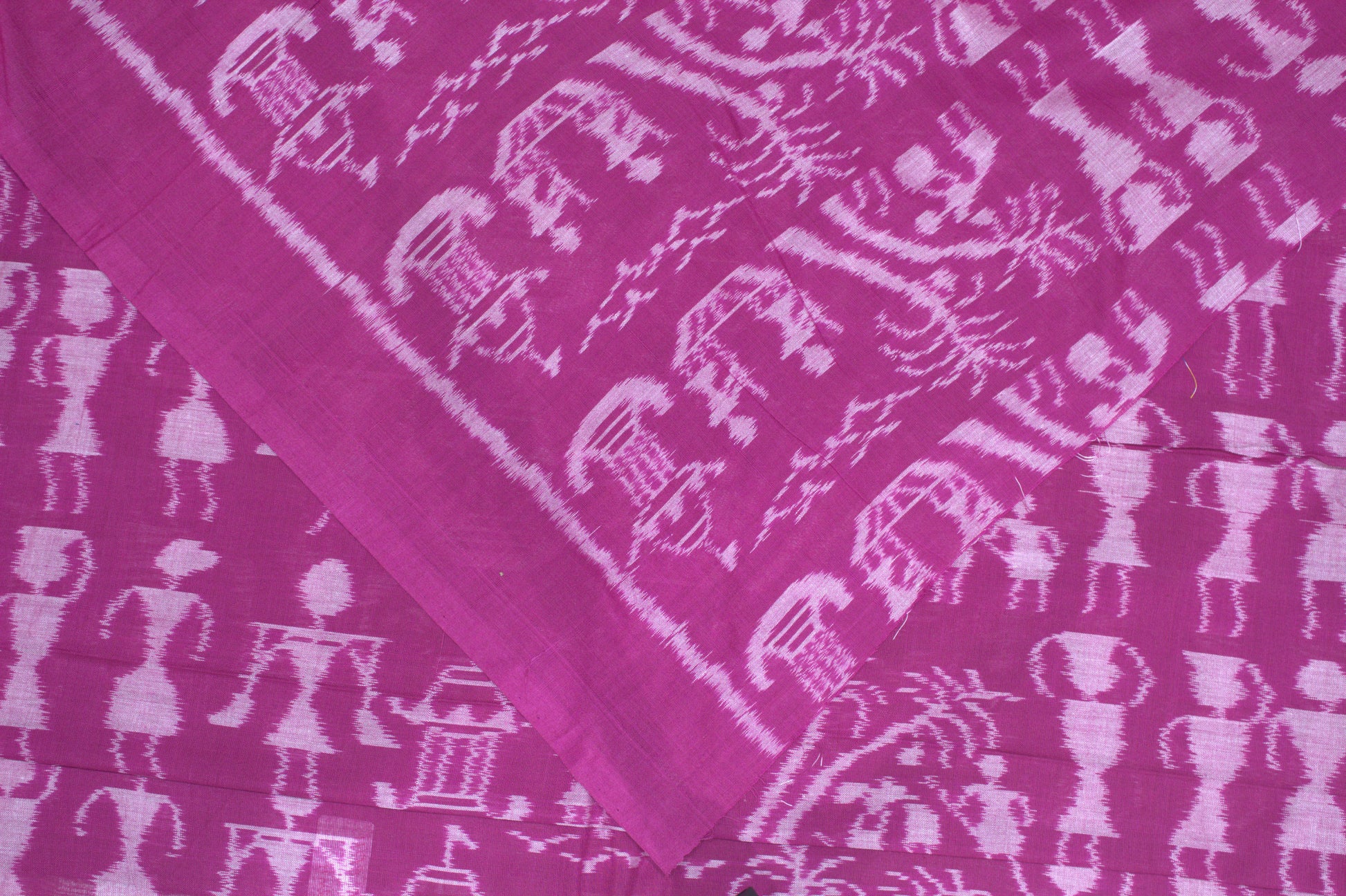 Purple Tribal Themed Odisha Handloom Cotton Ikat Fabric