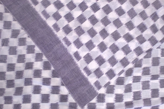 Black White Sambalpuri Ikat Cotton Fabric