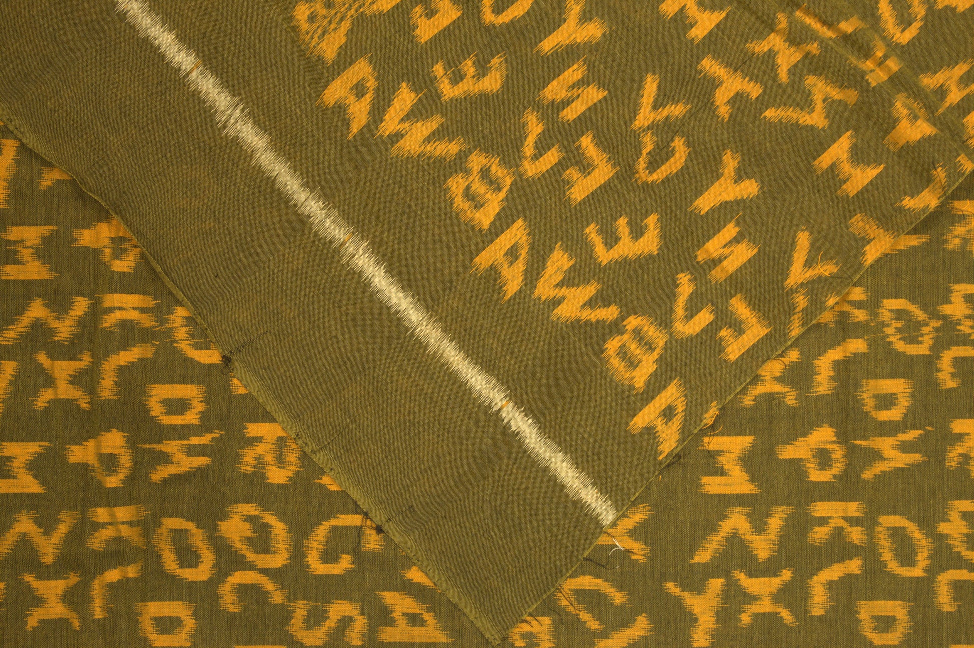 Mehndi Green English Alphabet Sambalpuri Cotton Fabric