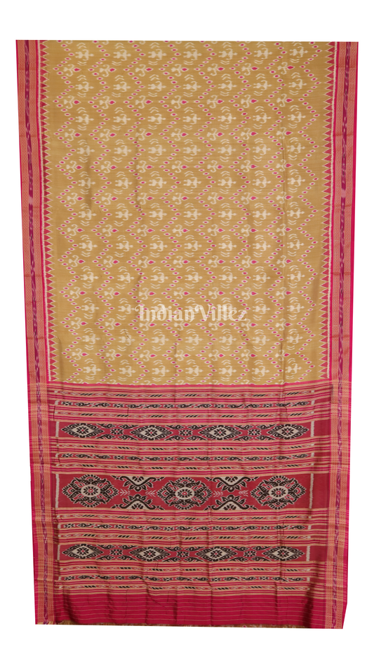 Beige Odisha Handloom Khandua Silk Saree