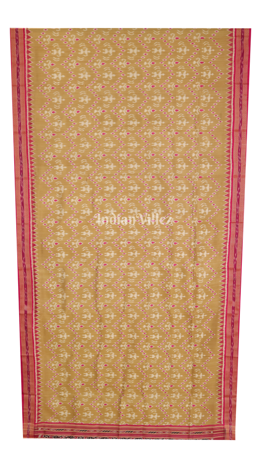 Beige Odisha Handloom Khandua Silk Saree