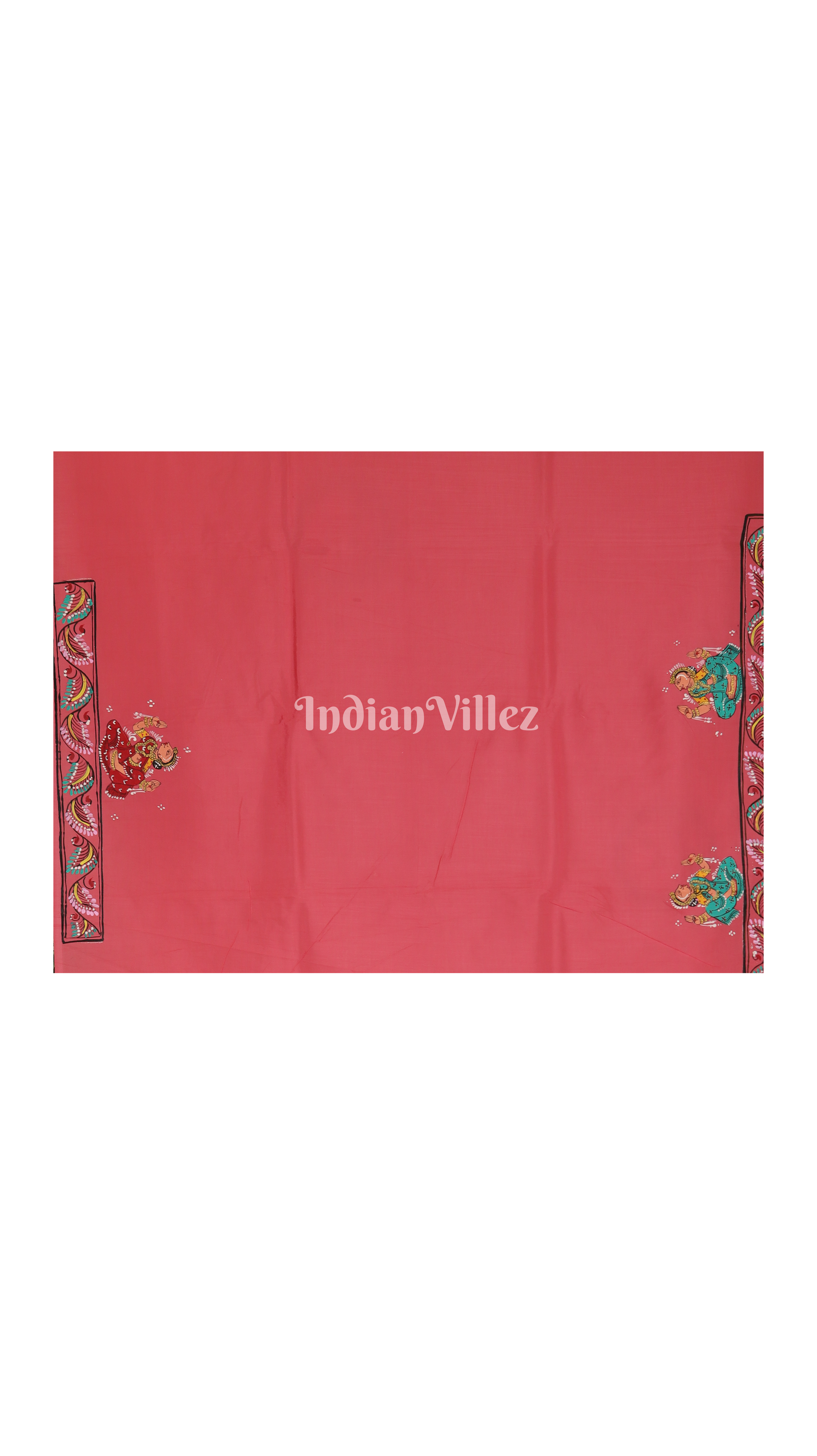 Pink Krishna Rasa Leela Boita Theme Pattachitra Khadi Silk Saree