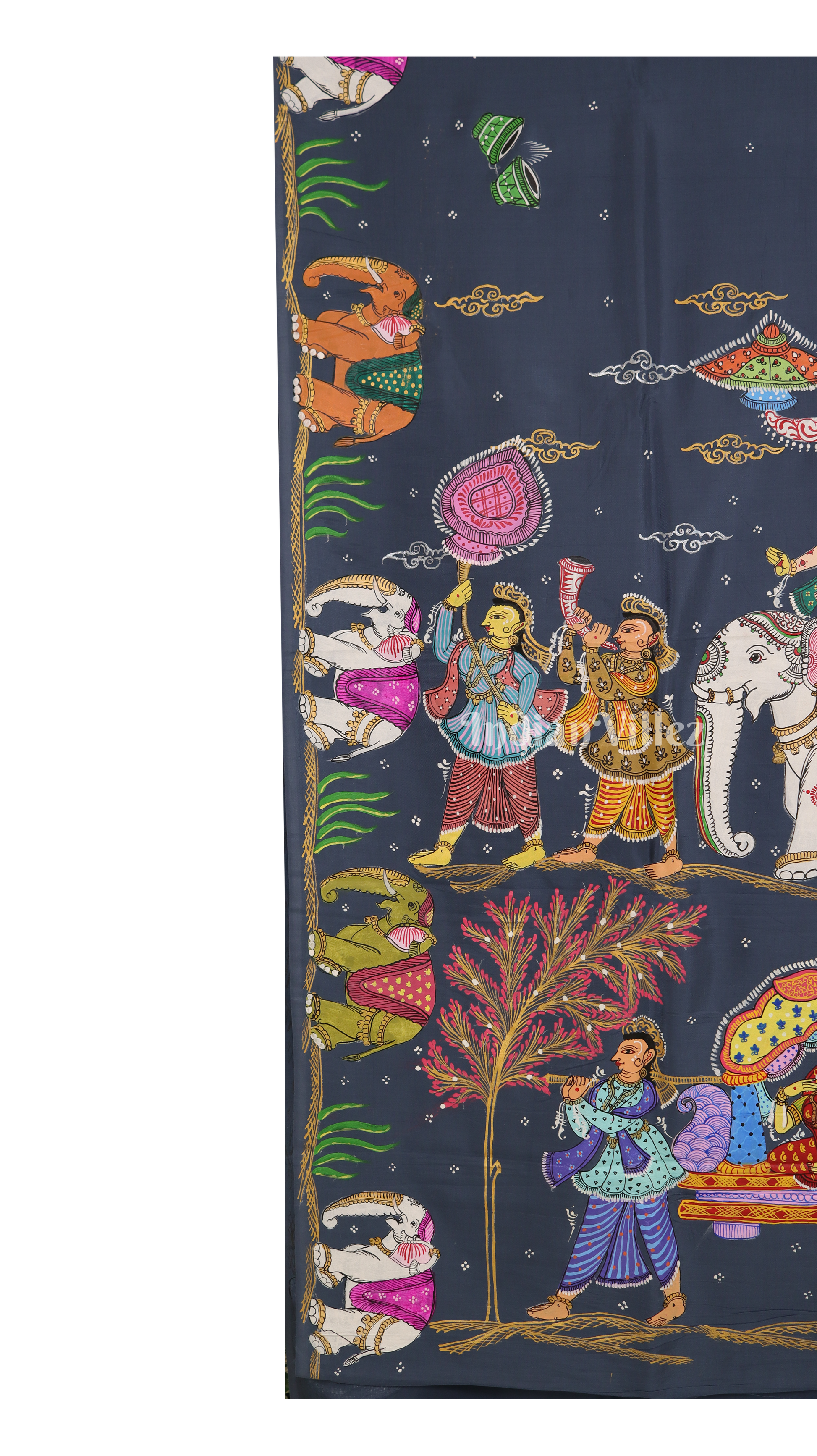 Gray Doli Barat Theme Pattachitra Khadi Silk Saree