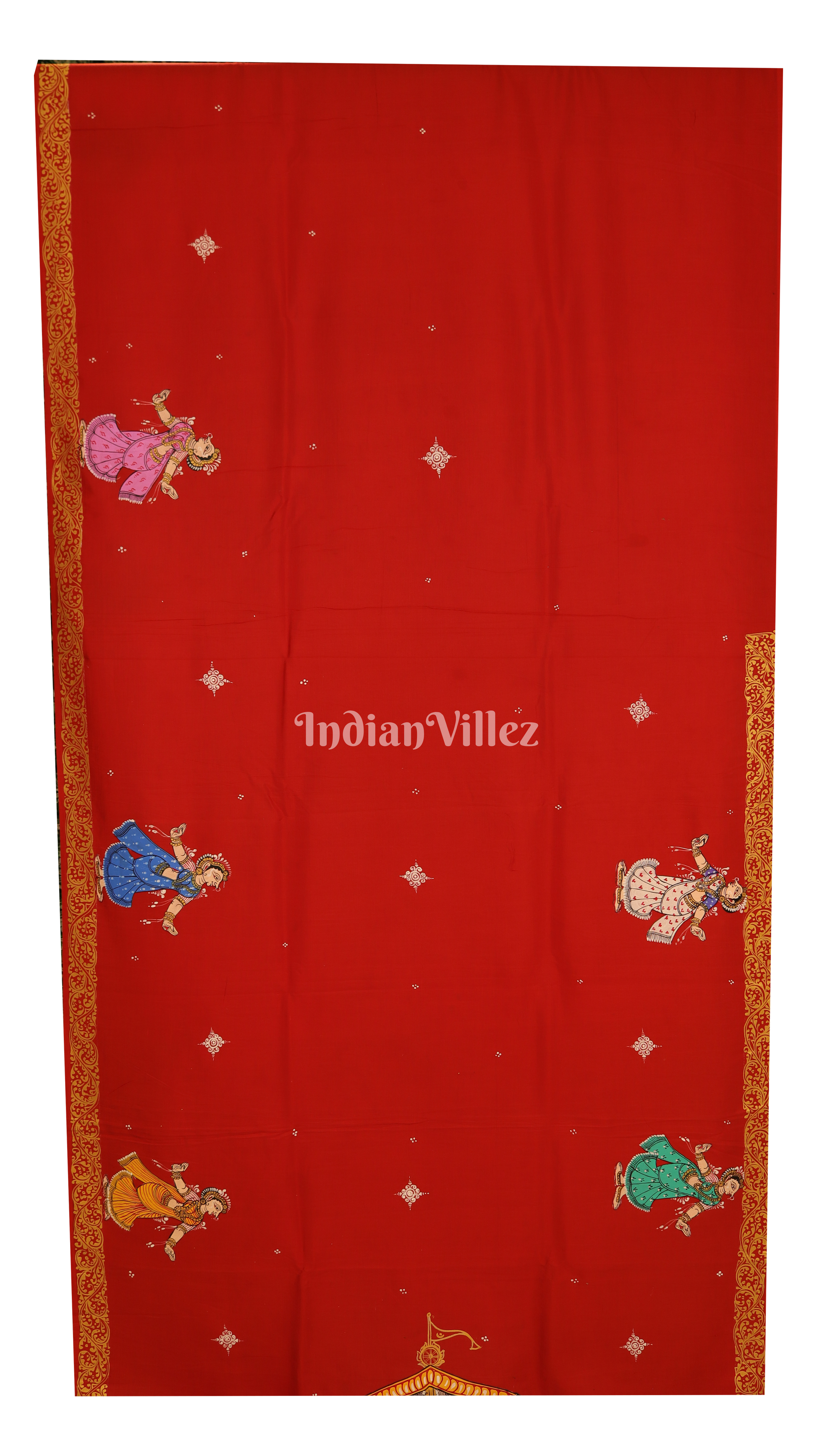 Red Marriage Theme Pattachitra Silk Saree