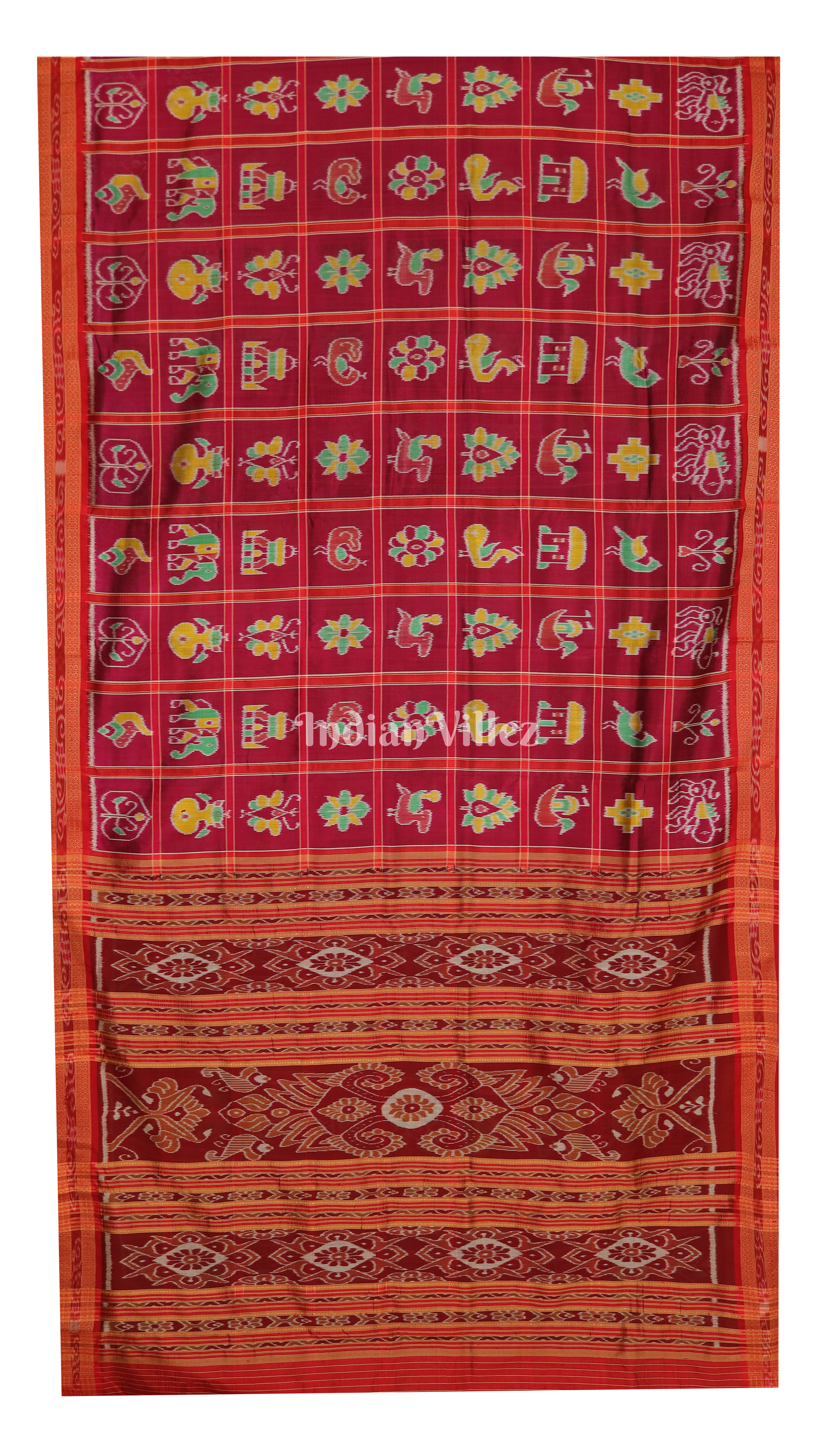 Rani Pink Odisha Handloom Nabakothi Khandua Silk Saree