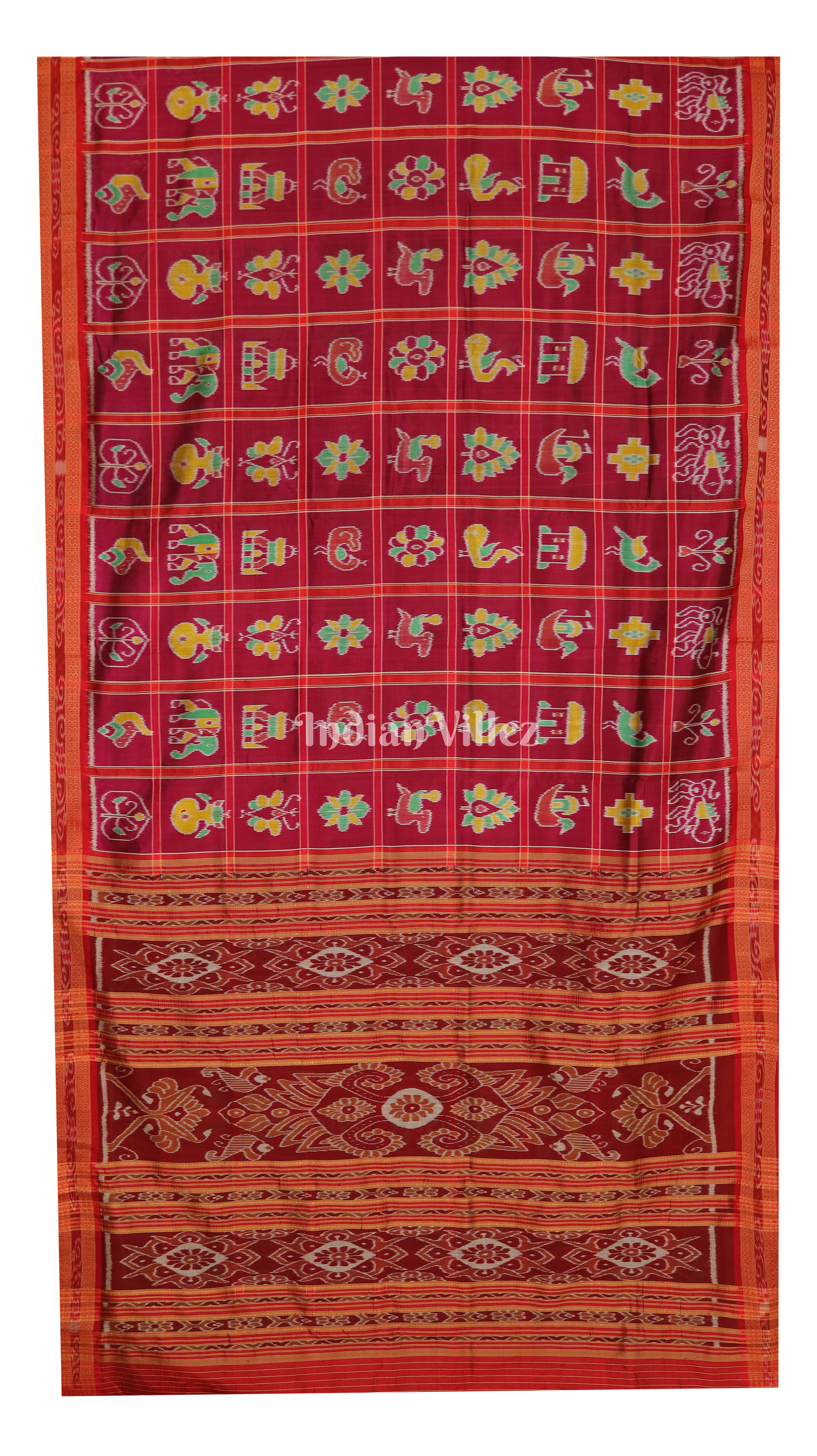 Rani Pink Odisha Handloom Nabakothi Khandua Silk Saree