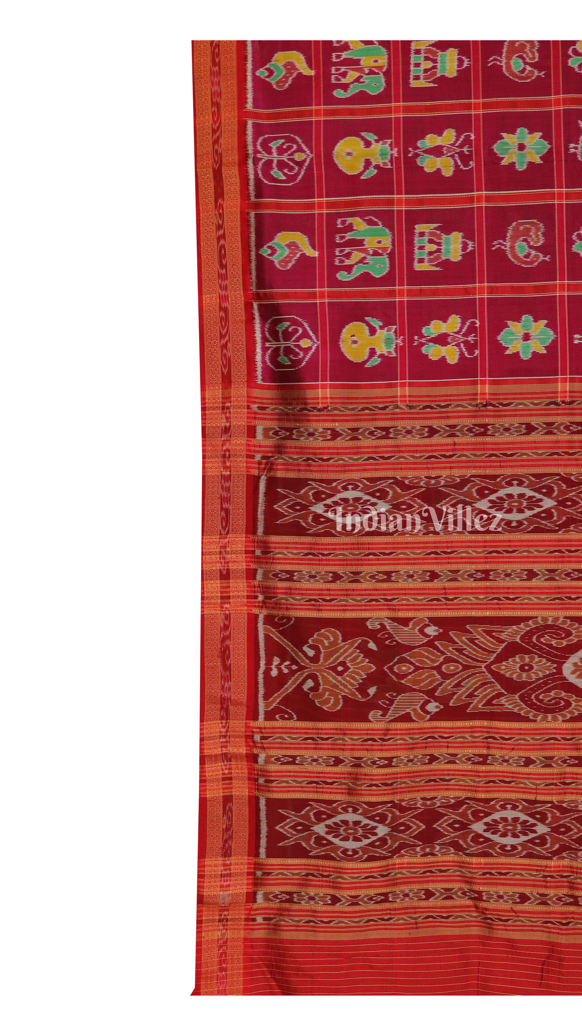 Rani Pink Odisha Handloom Nabakothi Khandua Silk Saree