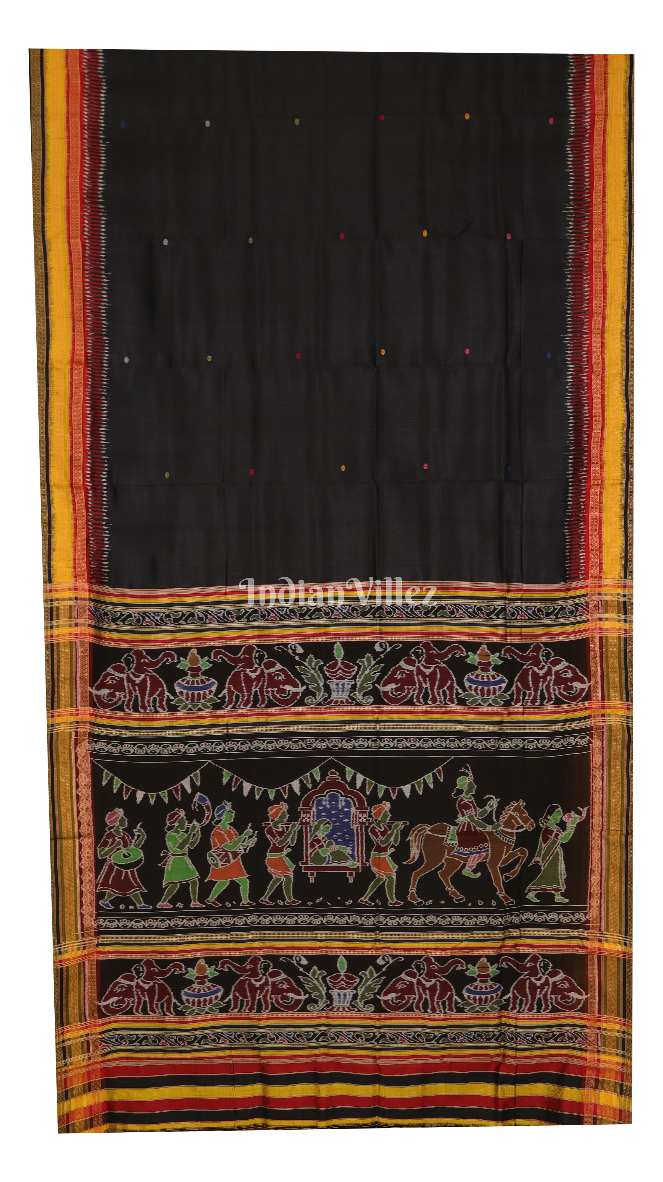 Black Doli Barat Kathiphera Odisha Ikat Khandua Silk Saree