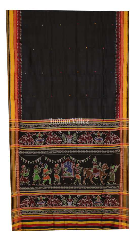 Black Doli Barat Kathiphera Odisha Ikat Khandua Silk Saree