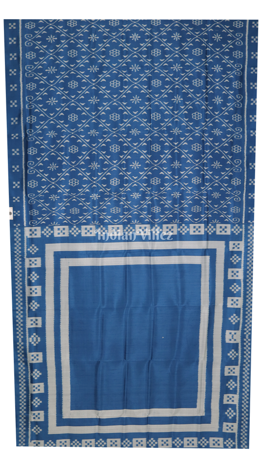 Peacock Blue Contemporary Odisha Handloom Silk Saree