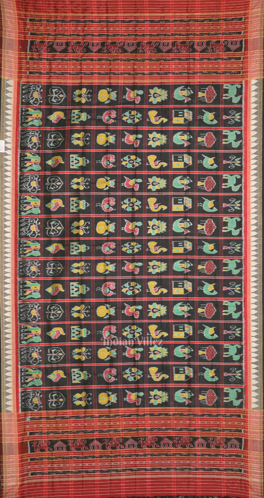 Black Odisha Handloom Nabakothi Silk Dupatta 