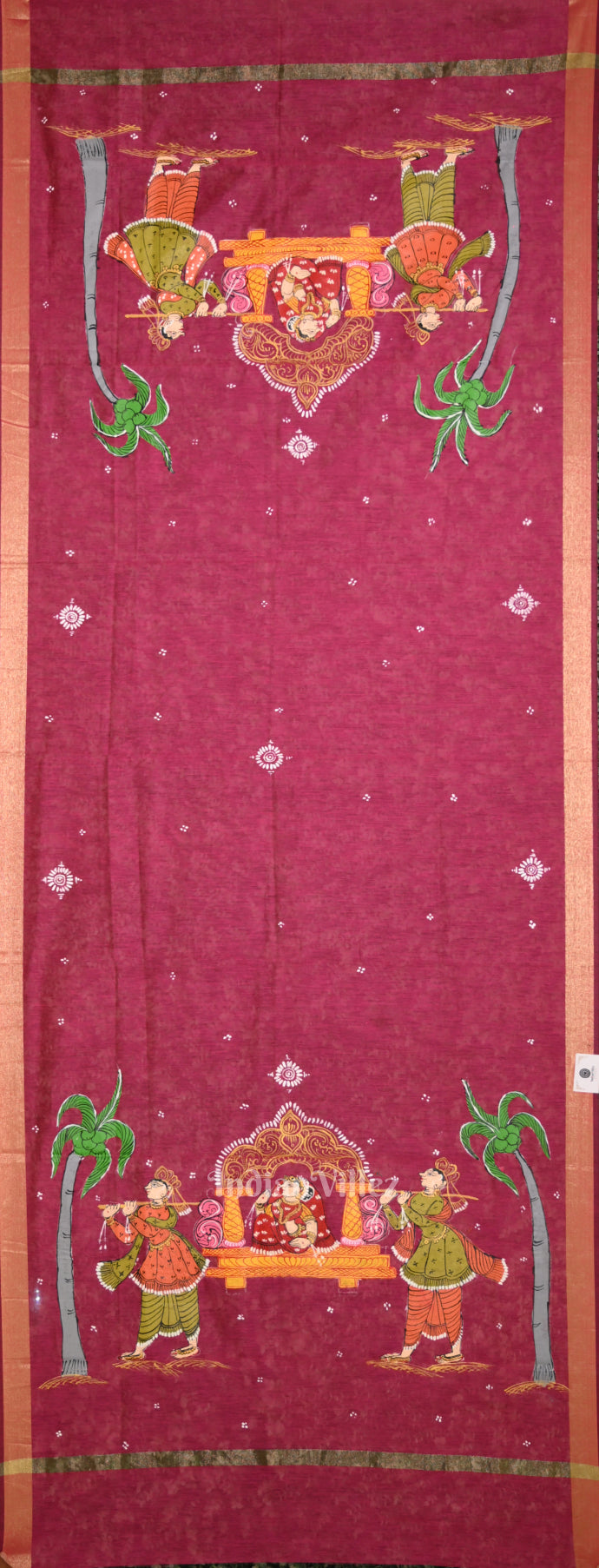 Rani Pink Doli Barat Hand-Painted Pattachitra  Chanderi Dupatta