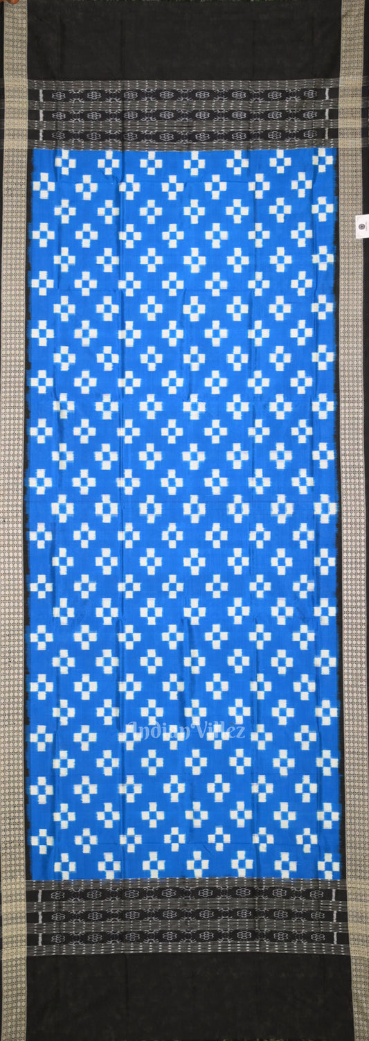 Blue White Pasapali Theme Pure Sambalpuri Silk Dupatta