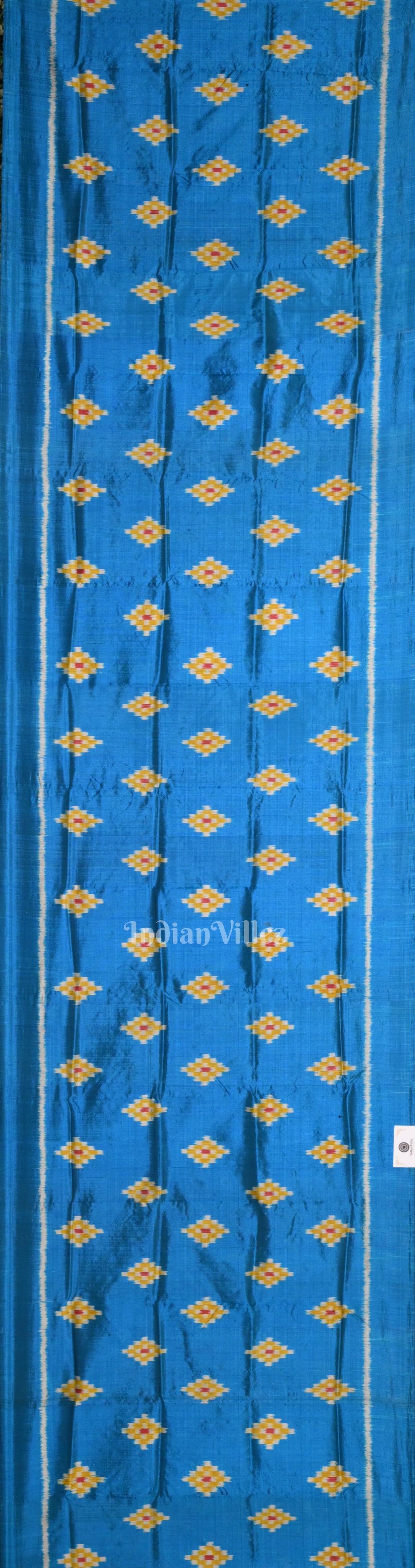 Peacock Blue Odisha Ikat Pure Contemporary Silk Dupatta