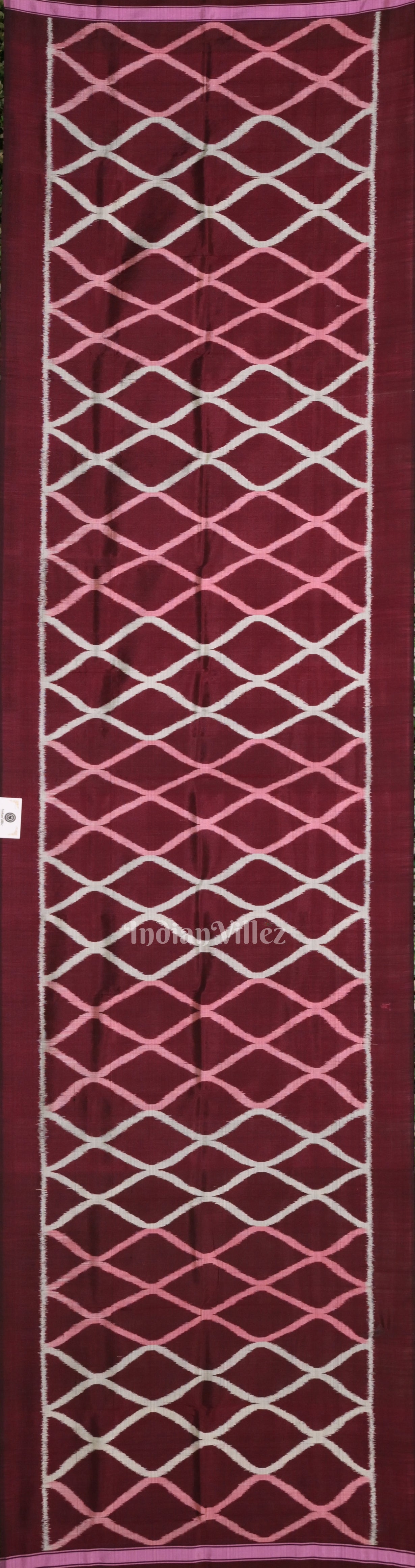 Dark Maroon Odisha Ikat Pure Contemporary Silk Stole