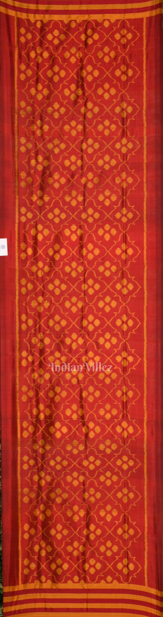 Red Mustard Yellow  Odisha Ikat Pure Contemporary Silk Dupatta