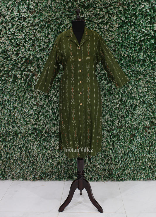 Green Sambalpuri design Odisha Ikat Designer Cotton Kurti for Women