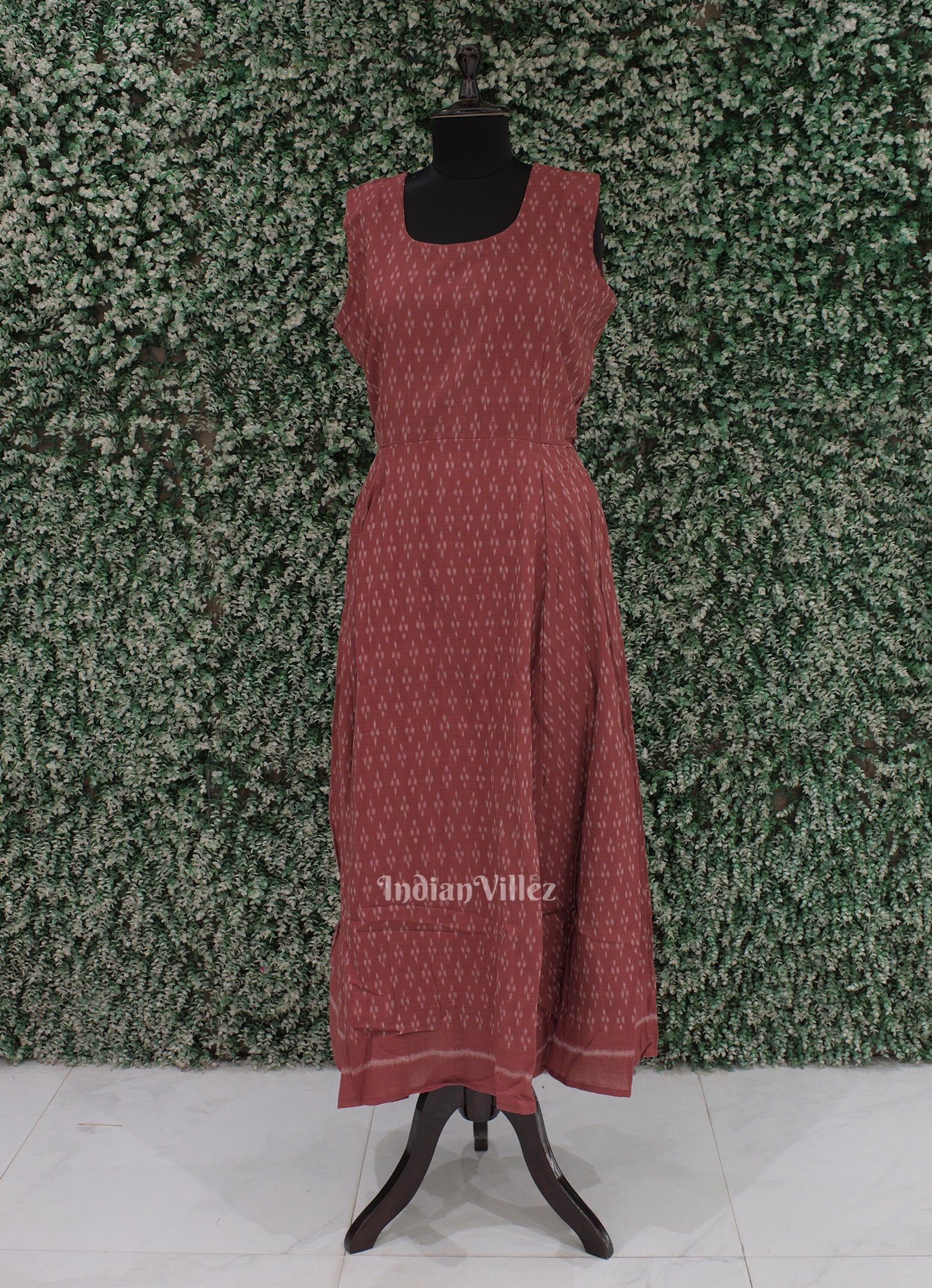 Maroon Odisha Ikat Designer Long Gown for Women