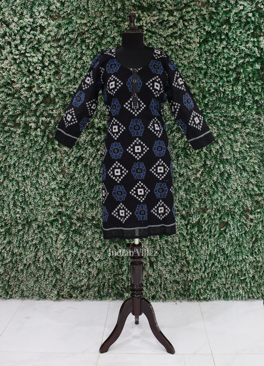 Black Sambalpuri design Odisha Ikat Designer Cotton Kurti for Women