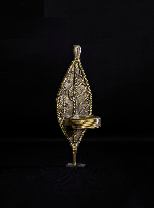 Handmade Dhokra Leaf Candle Stand