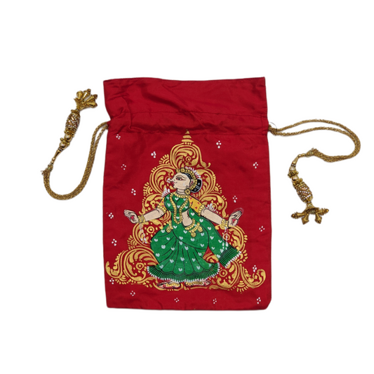 Orange Nartaki Pattachitra Potli Bag