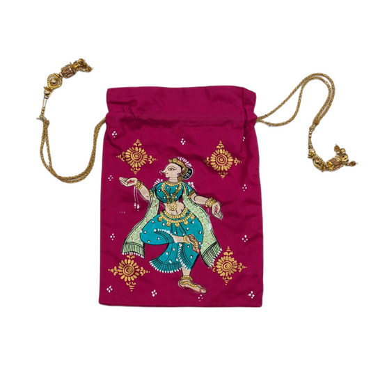 Rani Pink Nartaki Pattachitra Potli Bag