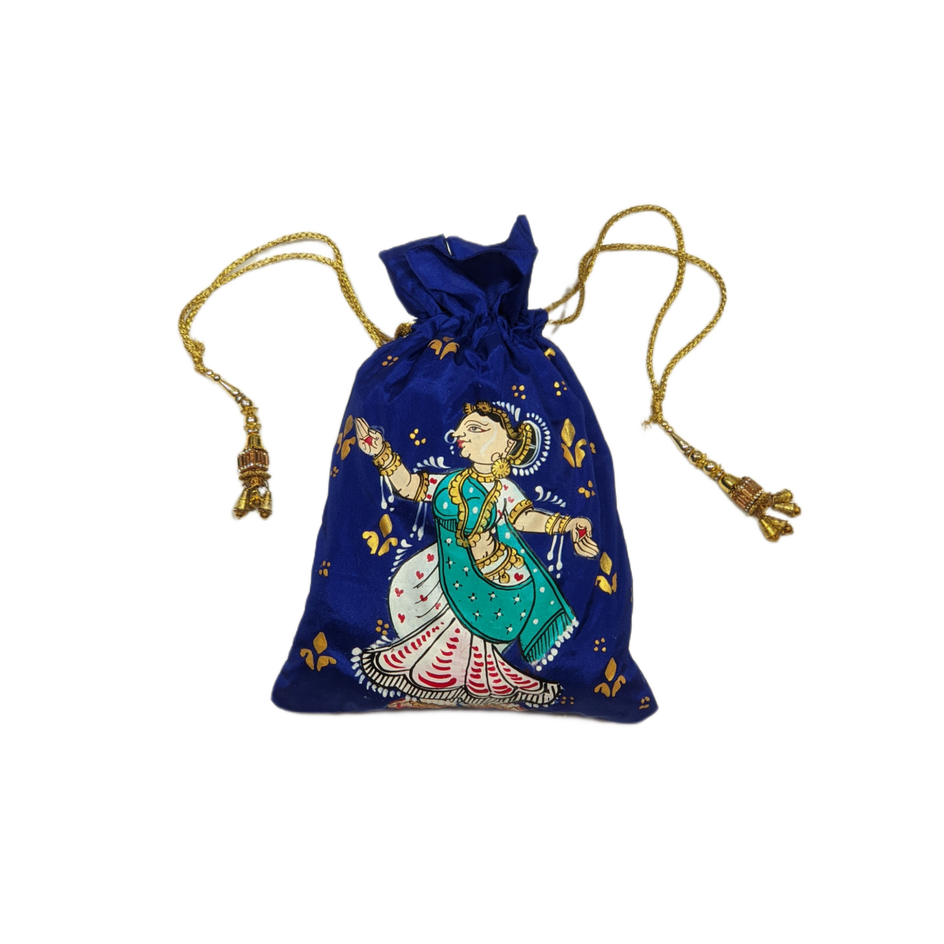 Royal Blue Hand Painted Nartaki Pattachitra Potli Bag