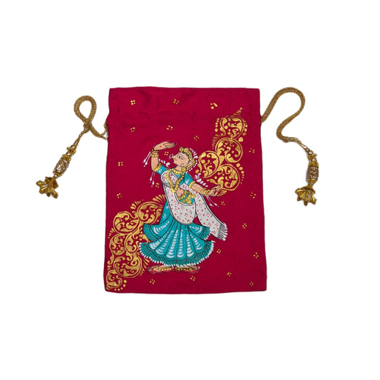 Mexican Pink Nartaki Pattachitra Potli Bag