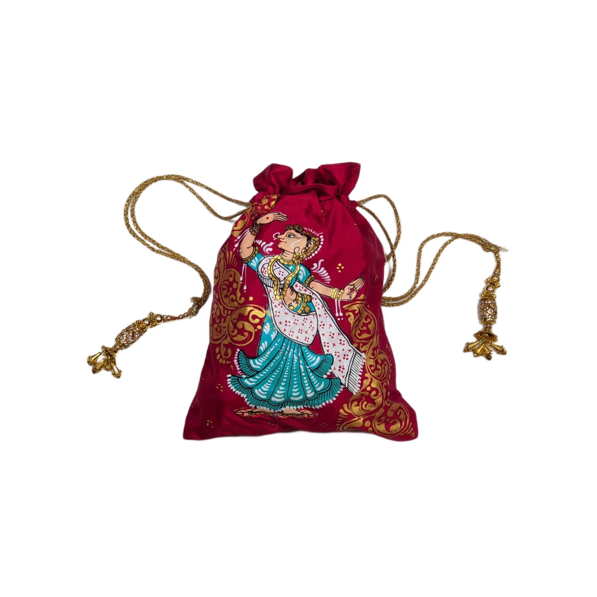 Mexican Pink Nartaki Pattachitra Potli Bag