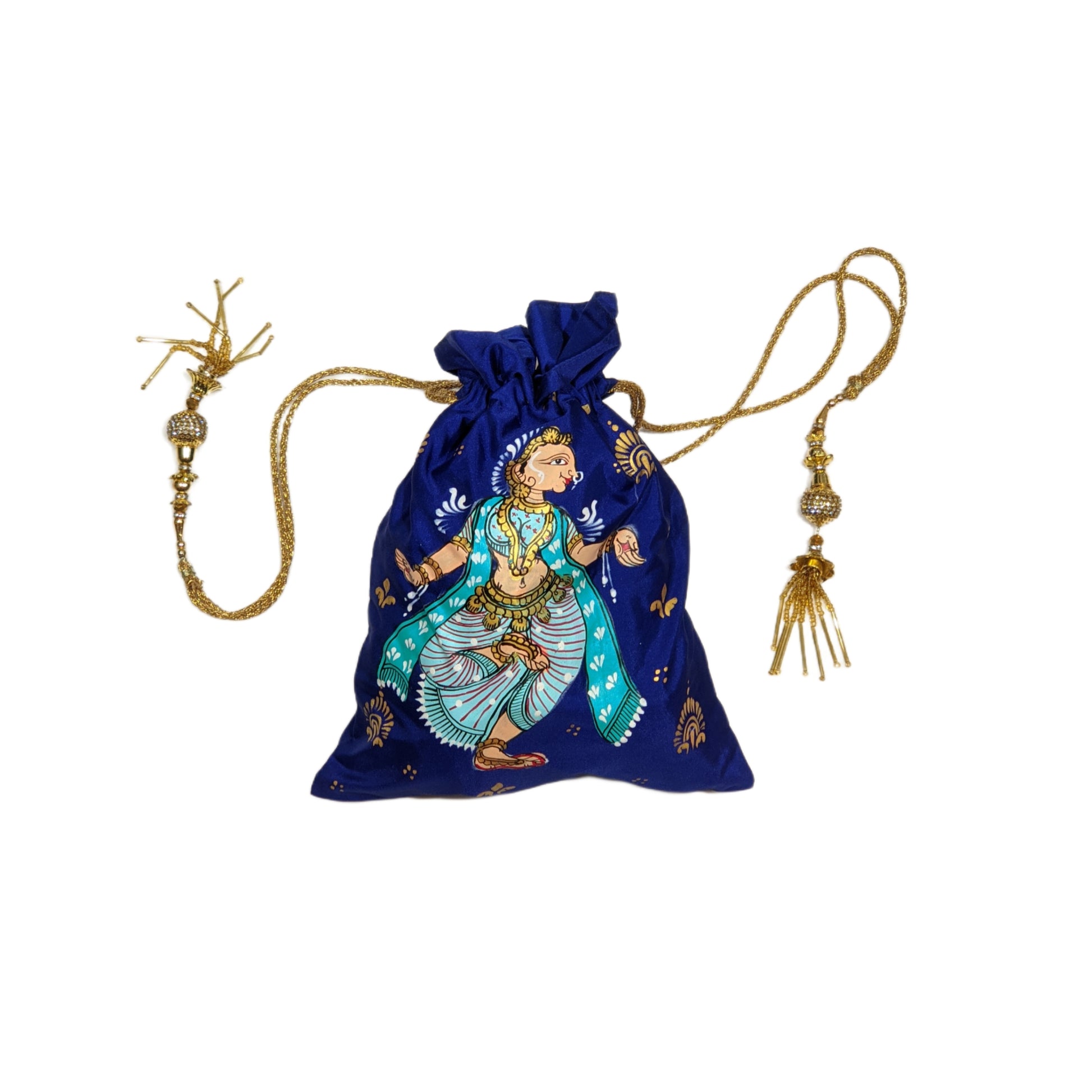 Blue Nartaki Pattachitra Potli Bag