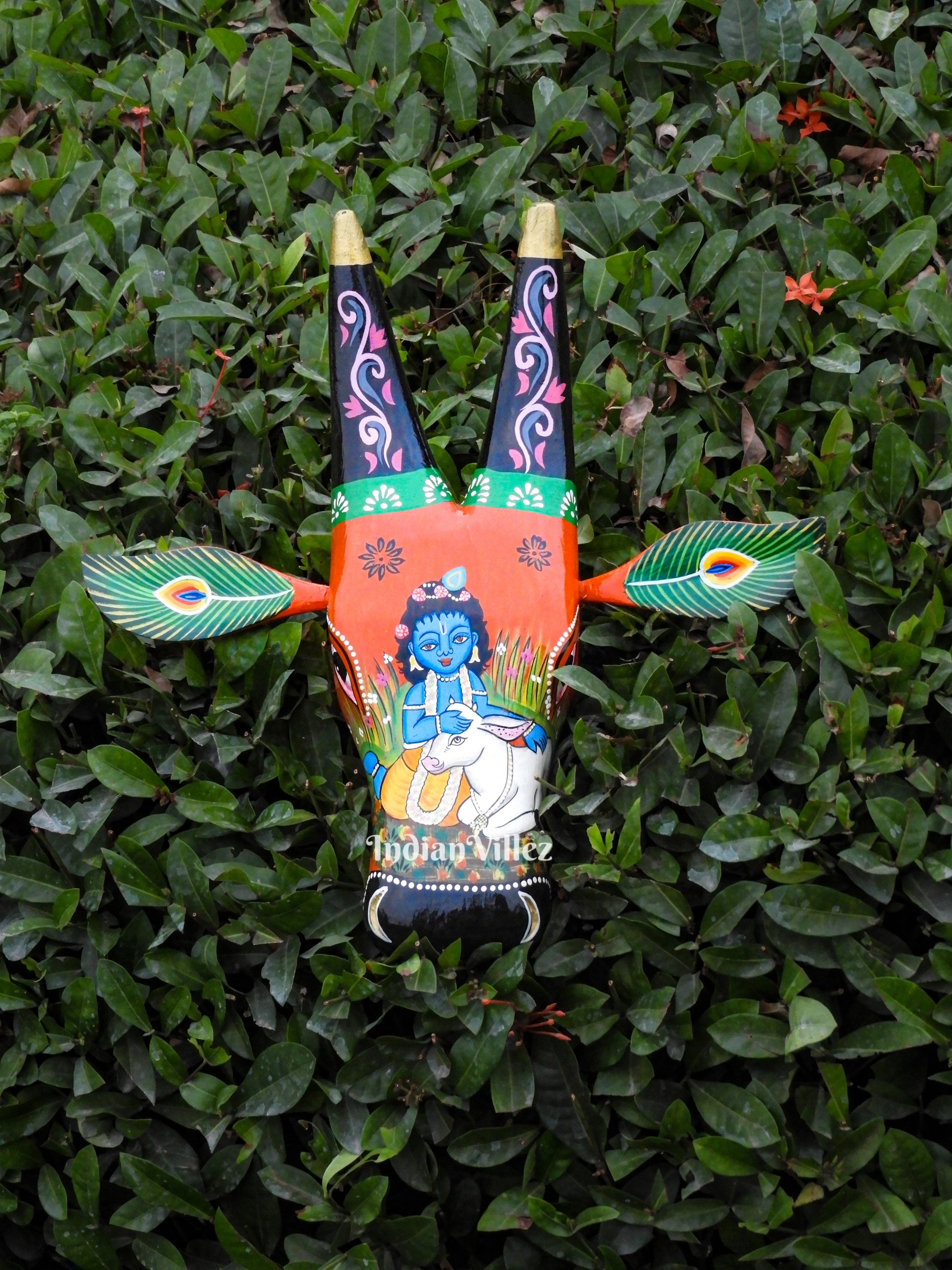 Hand-painted Pattachitra Cow Head Wall Hanging 