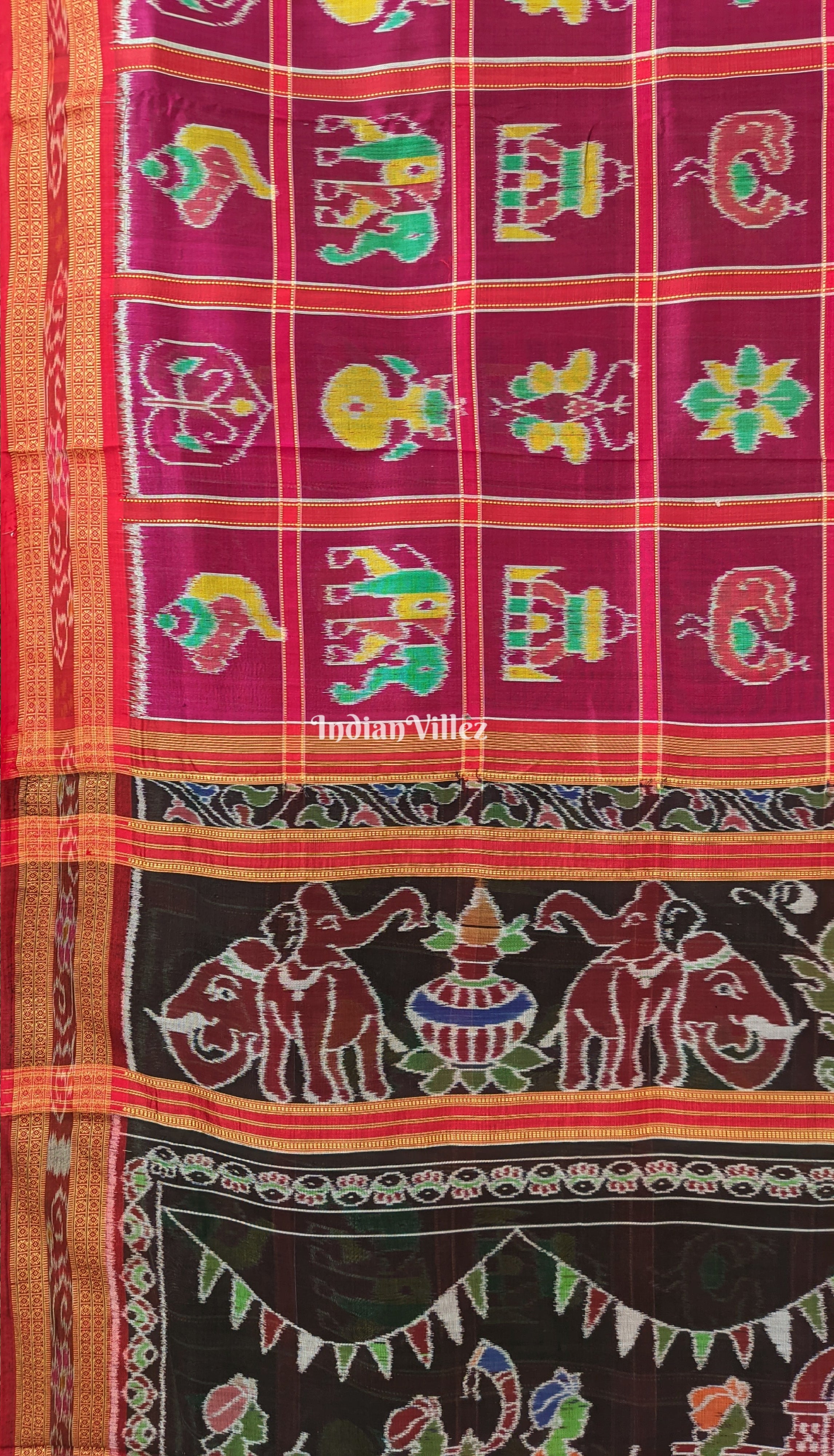 Rani Pink Nabakothi Theme With Doli Barat Anchal Nabakothi Khandua Silk Saree