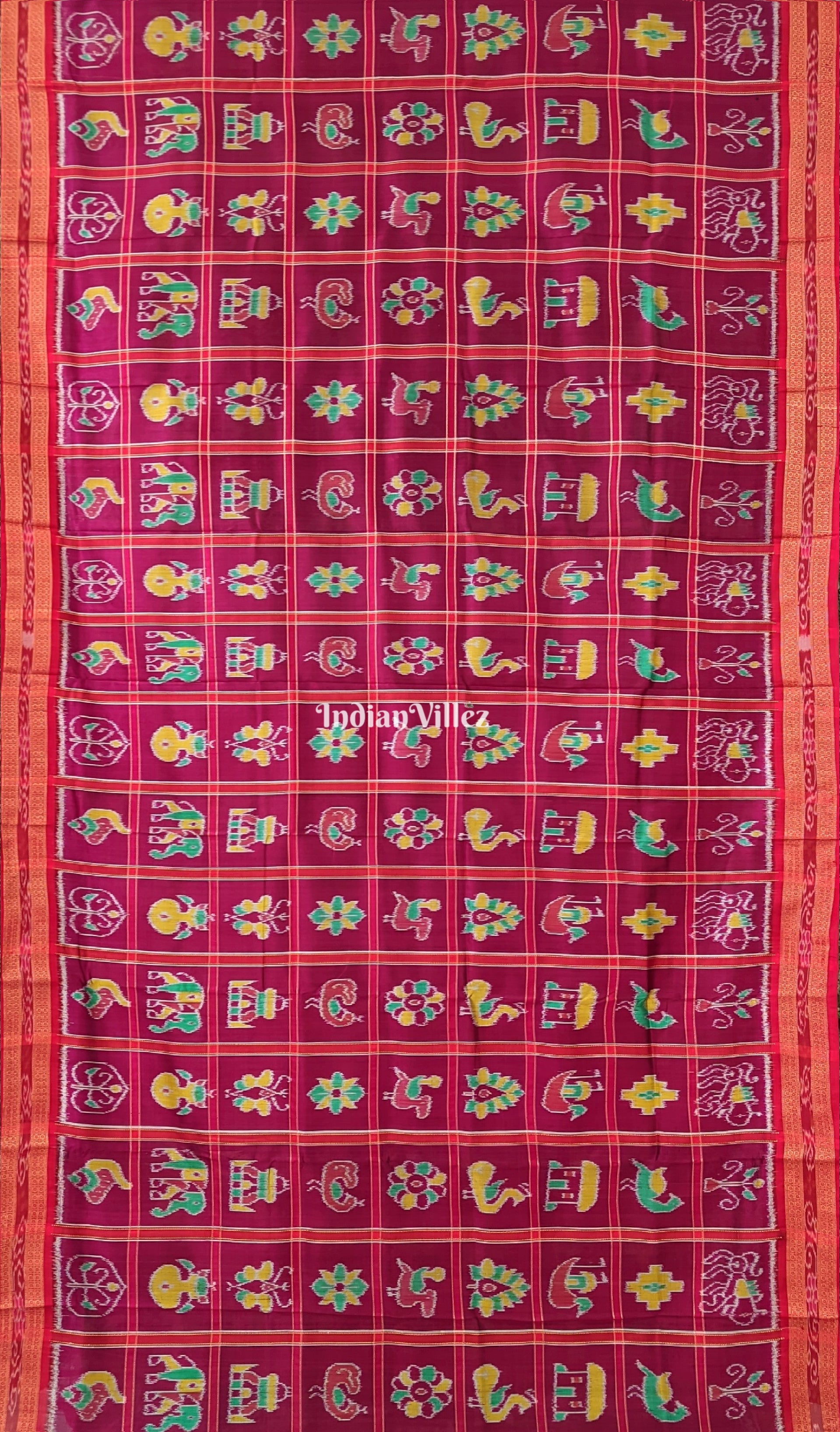 Rani Pink Nabakothi Theme With Doli Barat Anchal Nabakothi Khandua Silk Saree